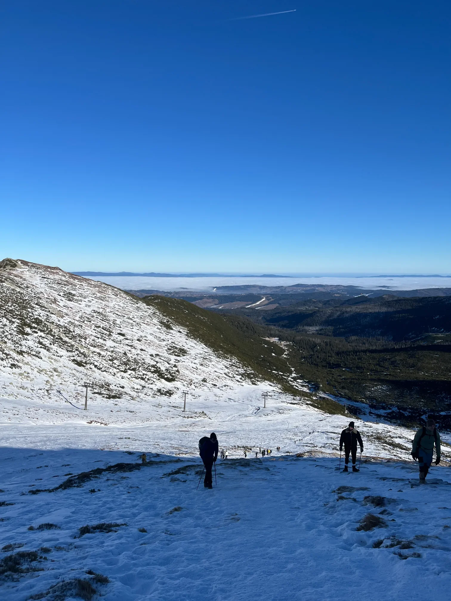 Zimní panorama Západních Tater z trasy na Kasprowy Wierch