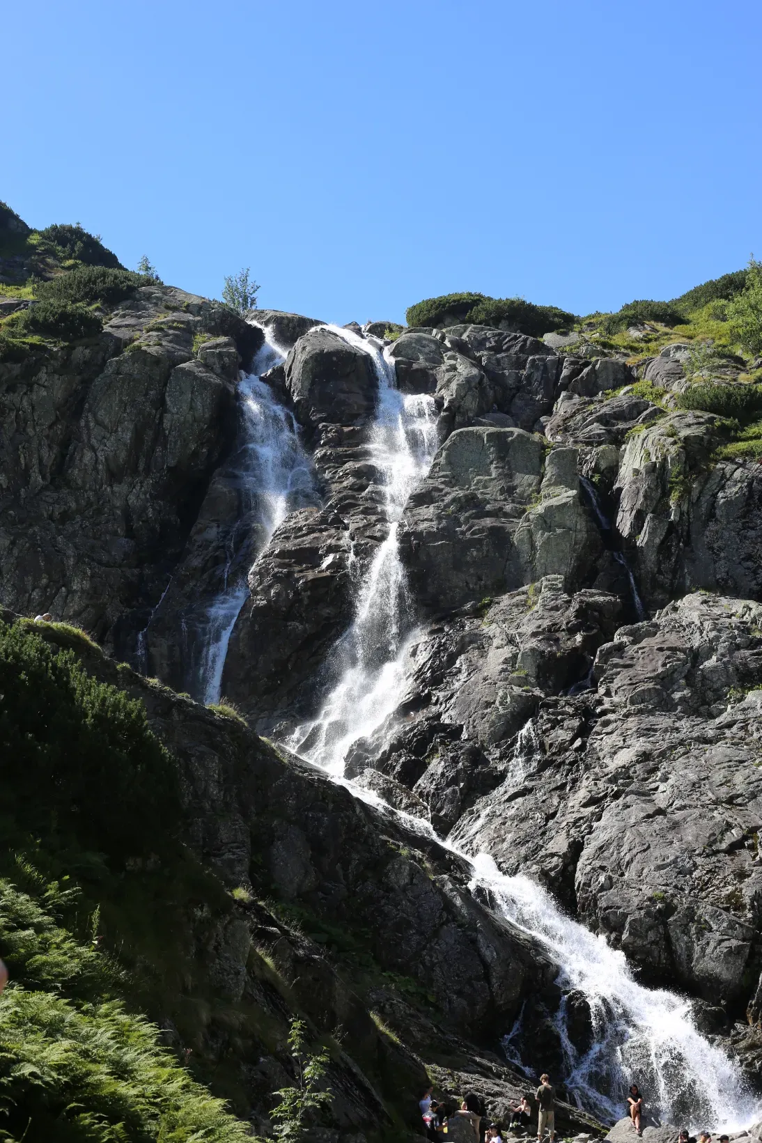 Wielka Siklawa waterfall cascading 70 metres down granite cliffs at the threshold of the Valley of Five Tarns