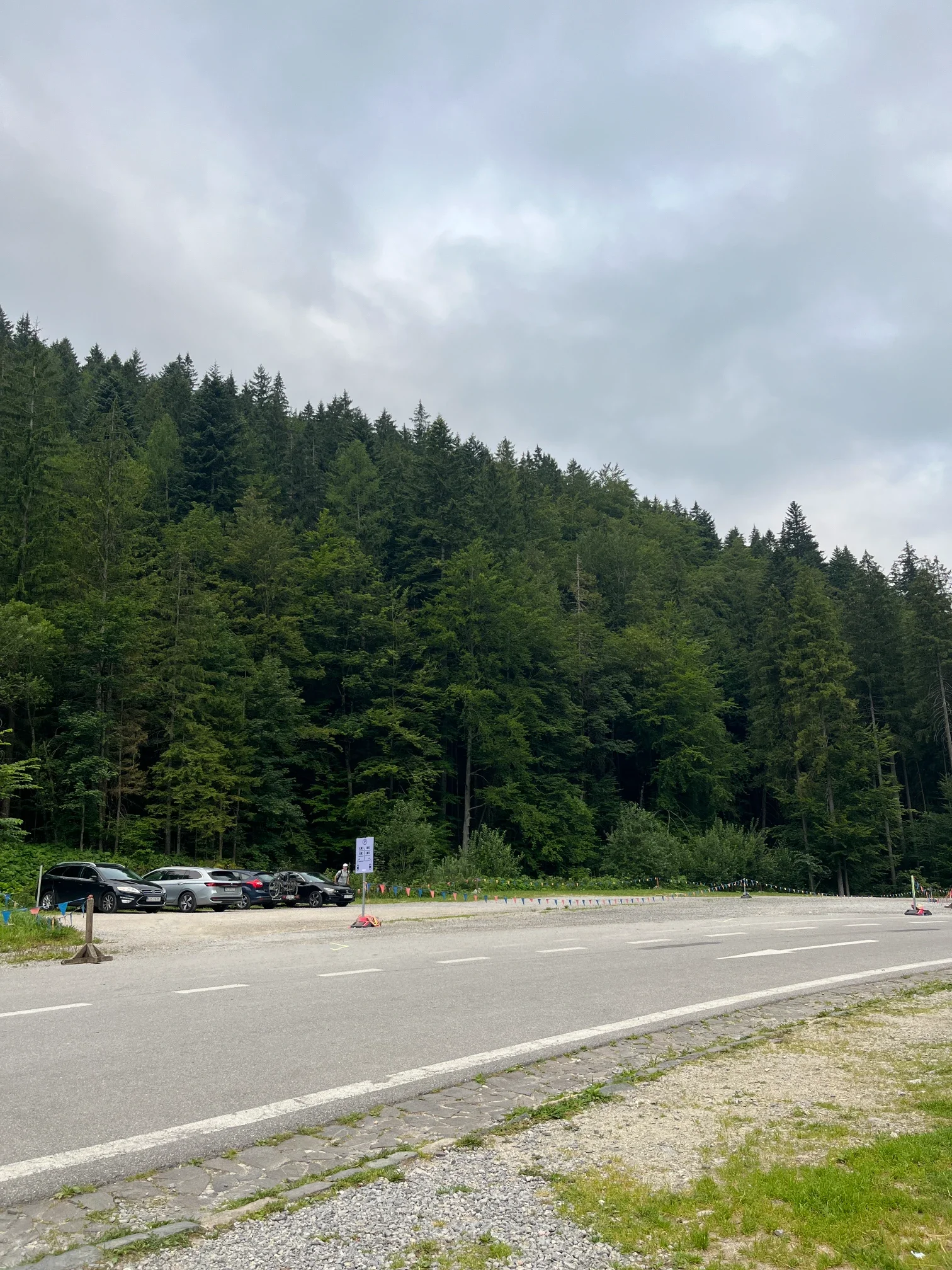 A smaller car park along the road leading to the cable car in Vrátna Dolina