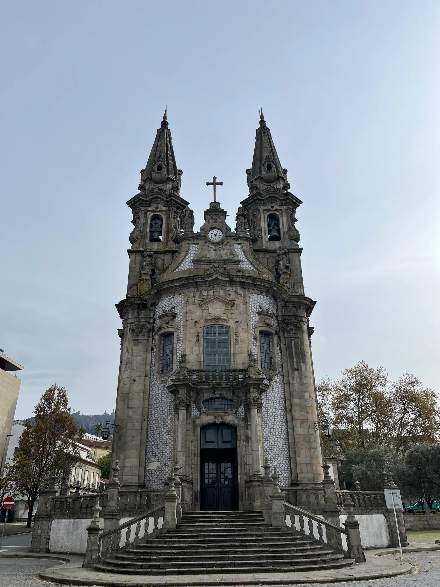 Santos Passos church facade covered with traditional azulejos