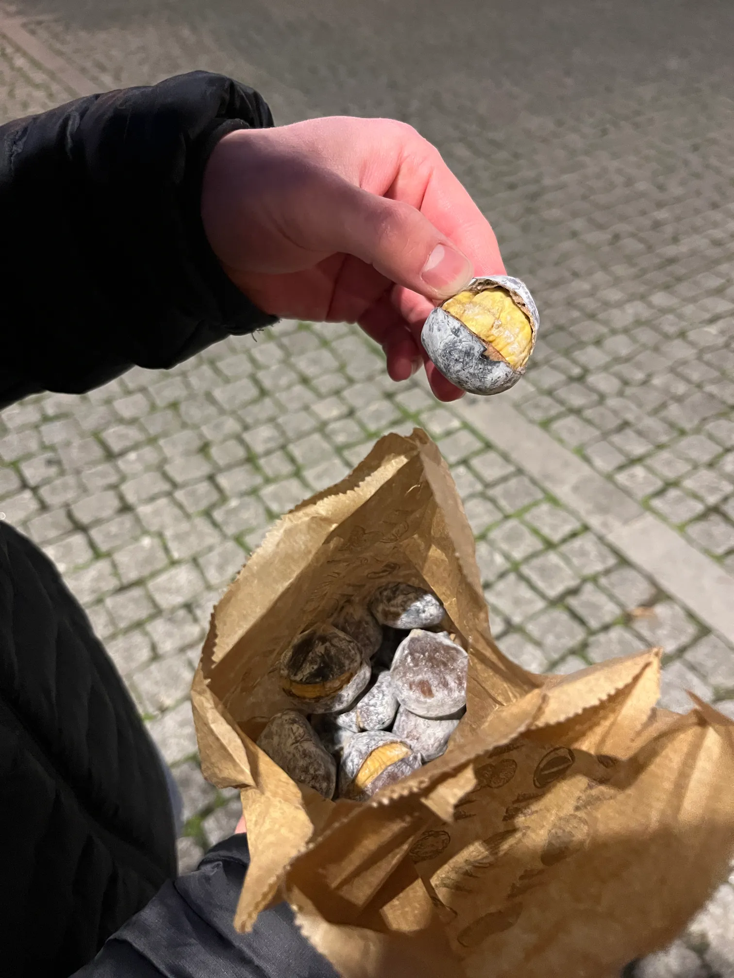 Roasted chestnuts sold on the street